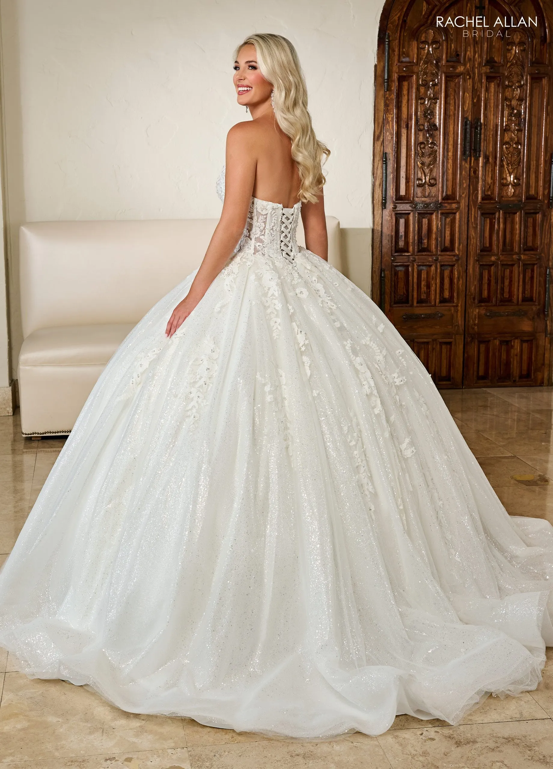 Applique Strapless Wedding Gown by Rachel Allan RB6136