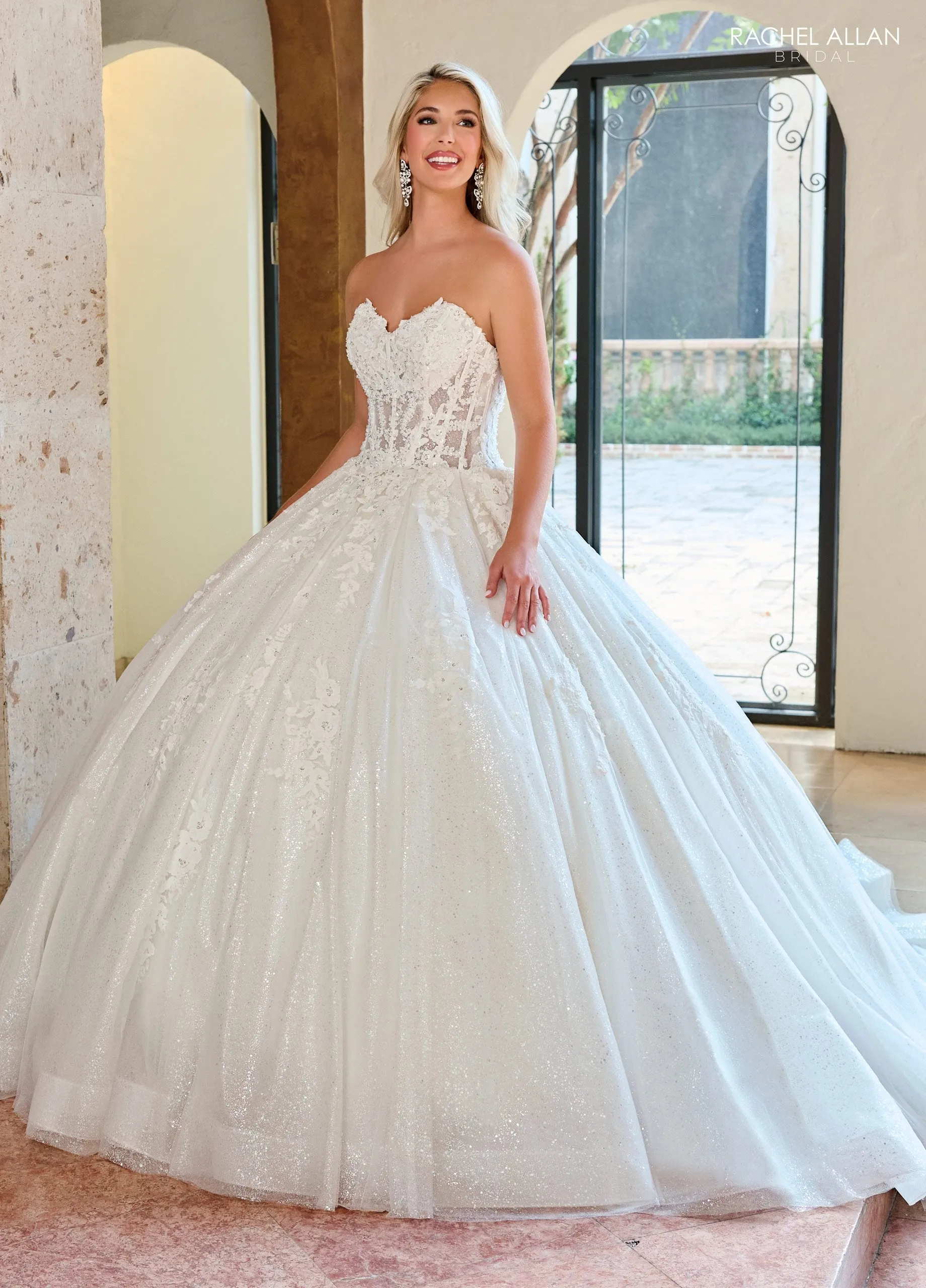 Applique Strapless Wedding Gown by Rachel Allan RB6136