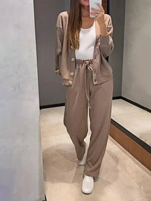 Autumn Casual Comfortable Jacket Cardigan Sport Pants Sets