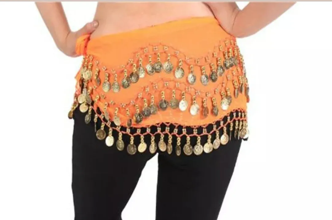 Belly Dance Coin Skirt / Hip Scarf Gold Coins