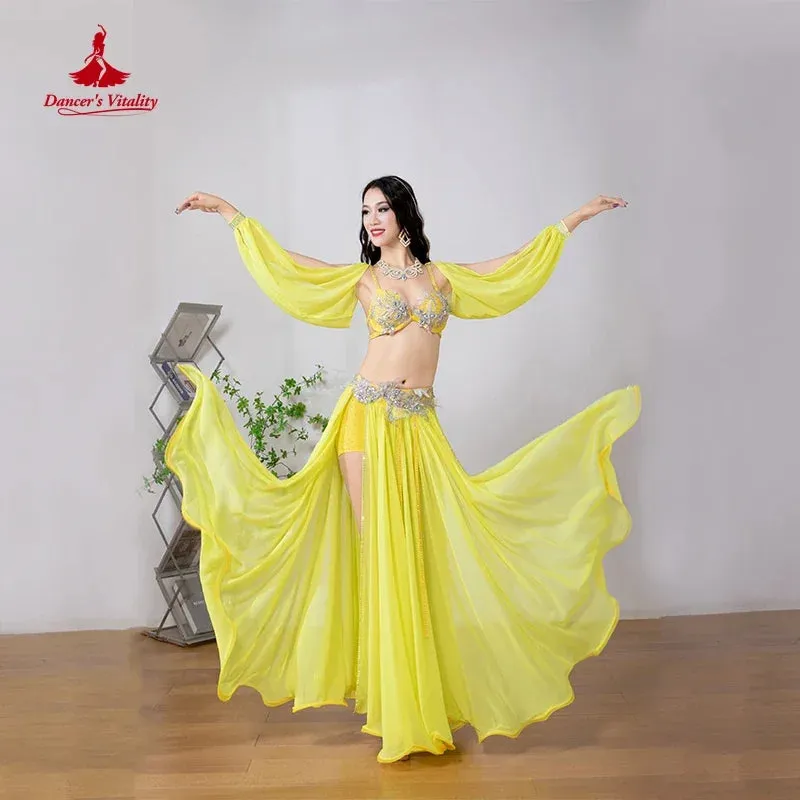 Belly Dance Costume Suit for Women Children Winter Long Sleeves Bra chiffon Skirt 3pcs Female  Oriental Belly Dancing Outfit