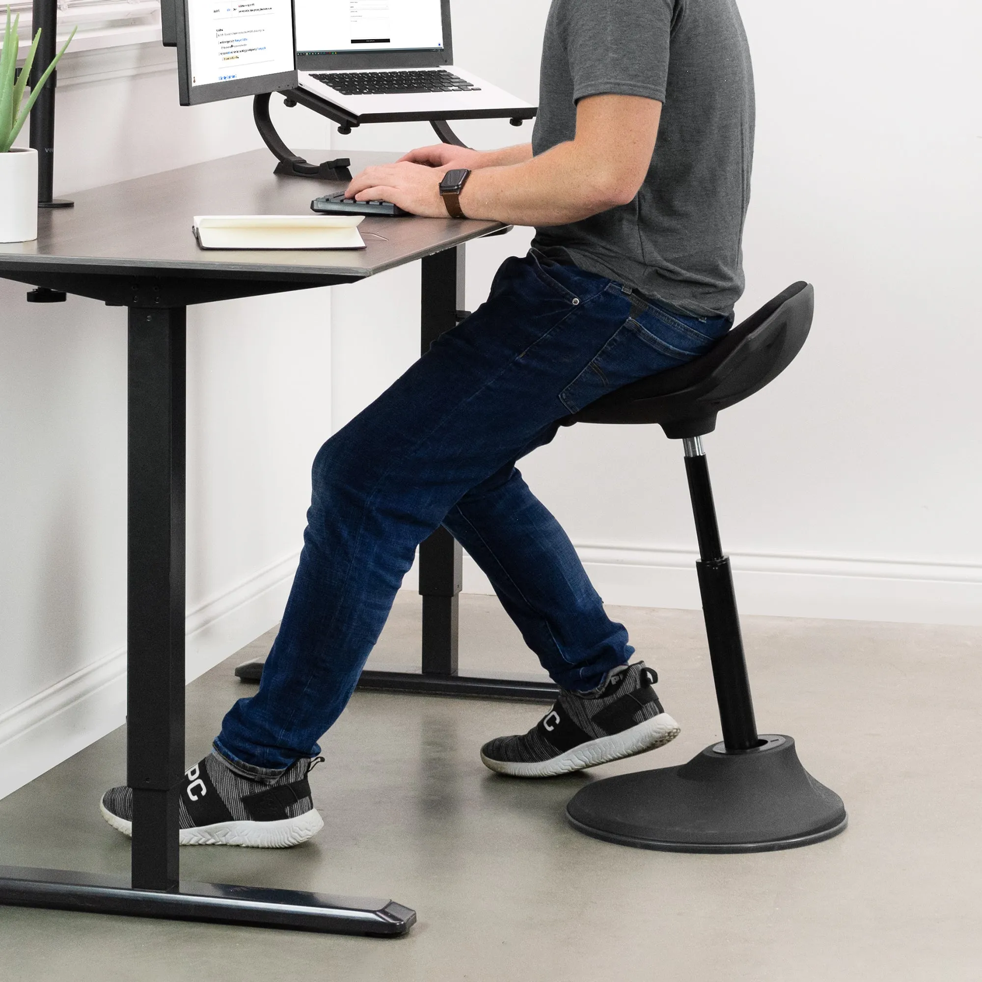 Black Height Adjustable Perch Stool