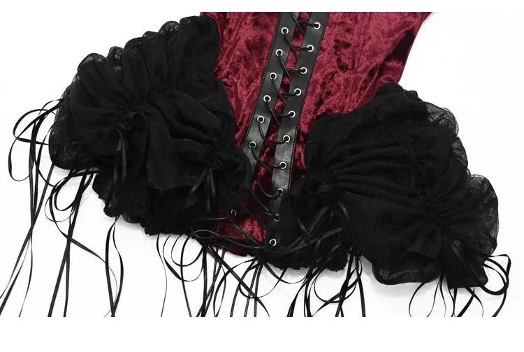 [Blood Supply]Halloween Alice Dark Gothic Corset and Lace-up Set (Red)