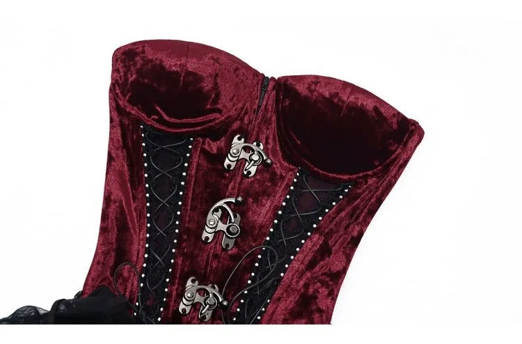 [Blood Supply]Halloween Alice Dark Gothic Corset and Lace-up Set (Red)