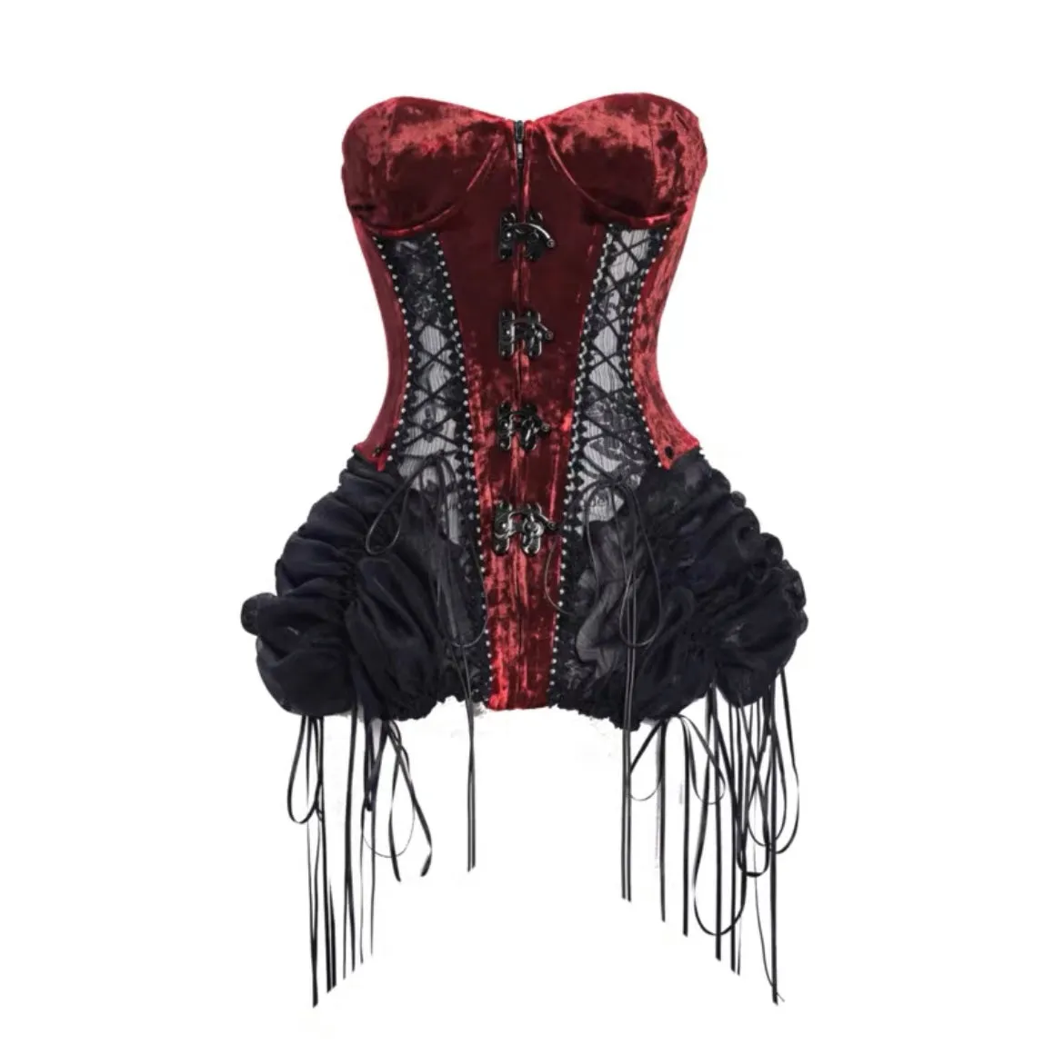 [Blood Supply]Halloween Alice Dark Gothic Corset and Lace-up Set (Red)