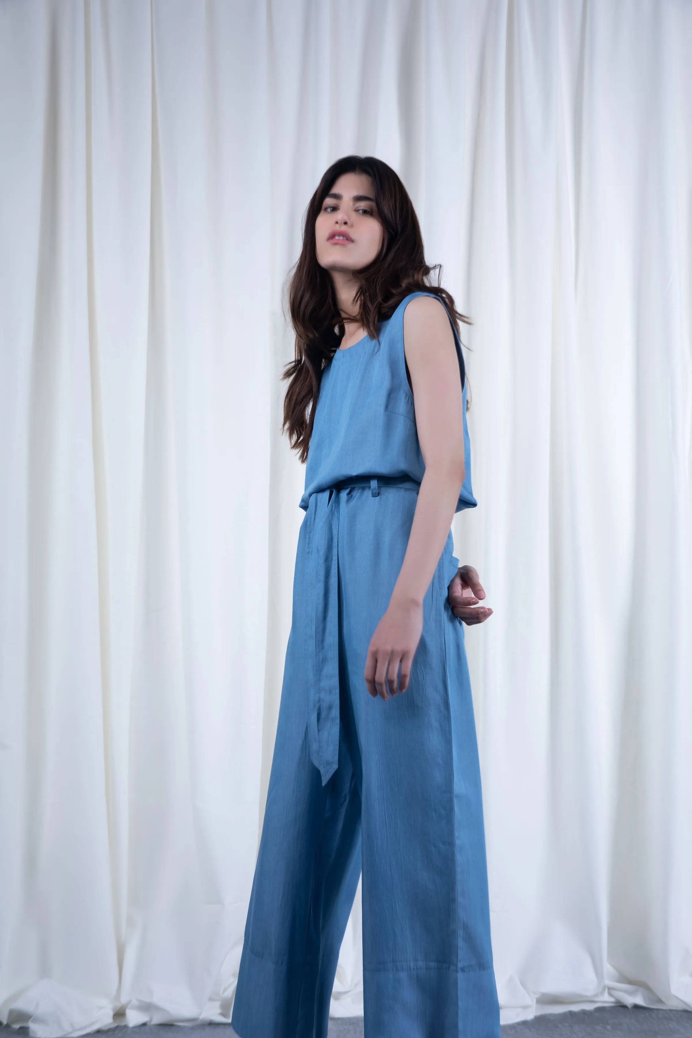 Blue Jumpsuit with Belt