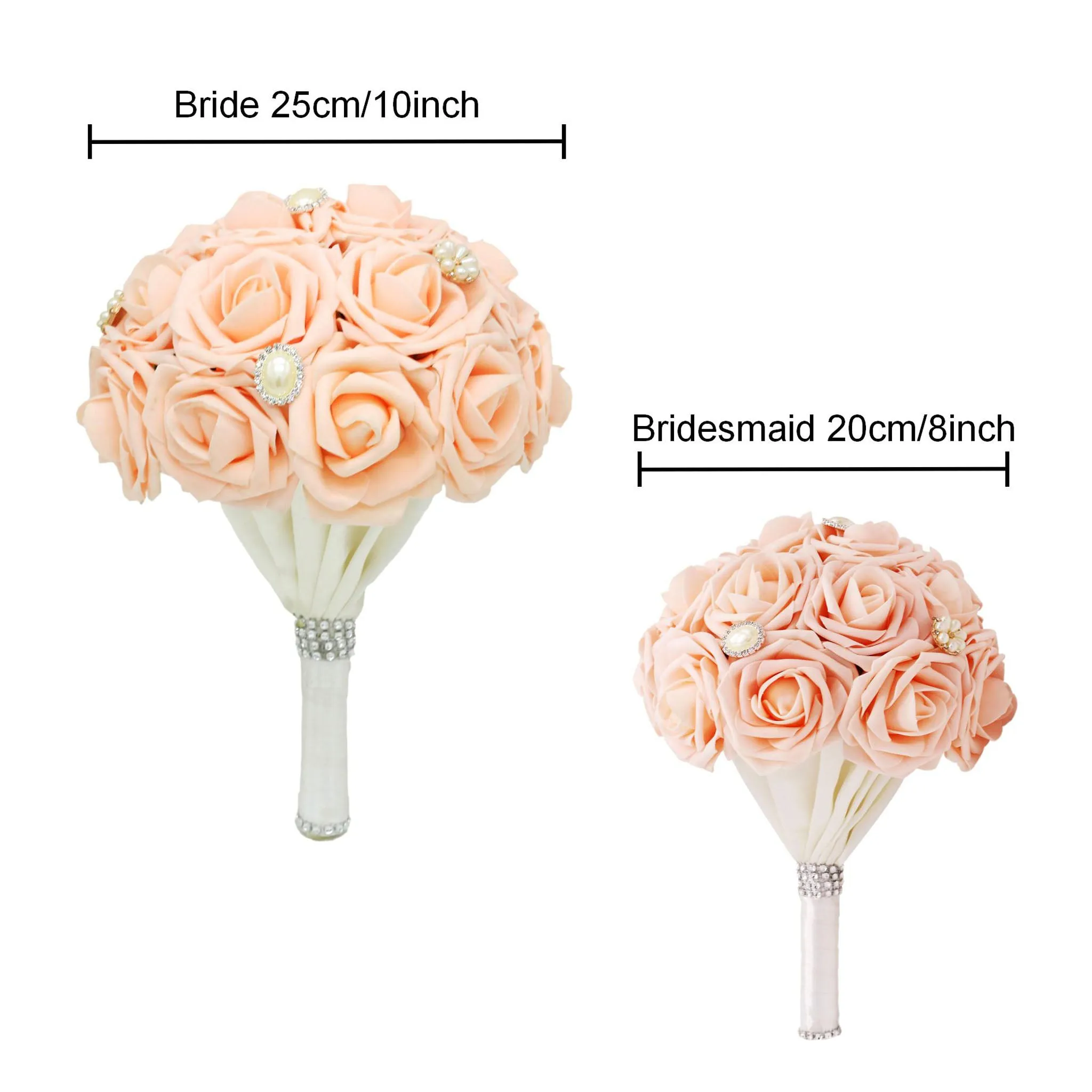 Blush Pink Wedding Bouquet of Roses for Bridal Bridesmaid Artificial