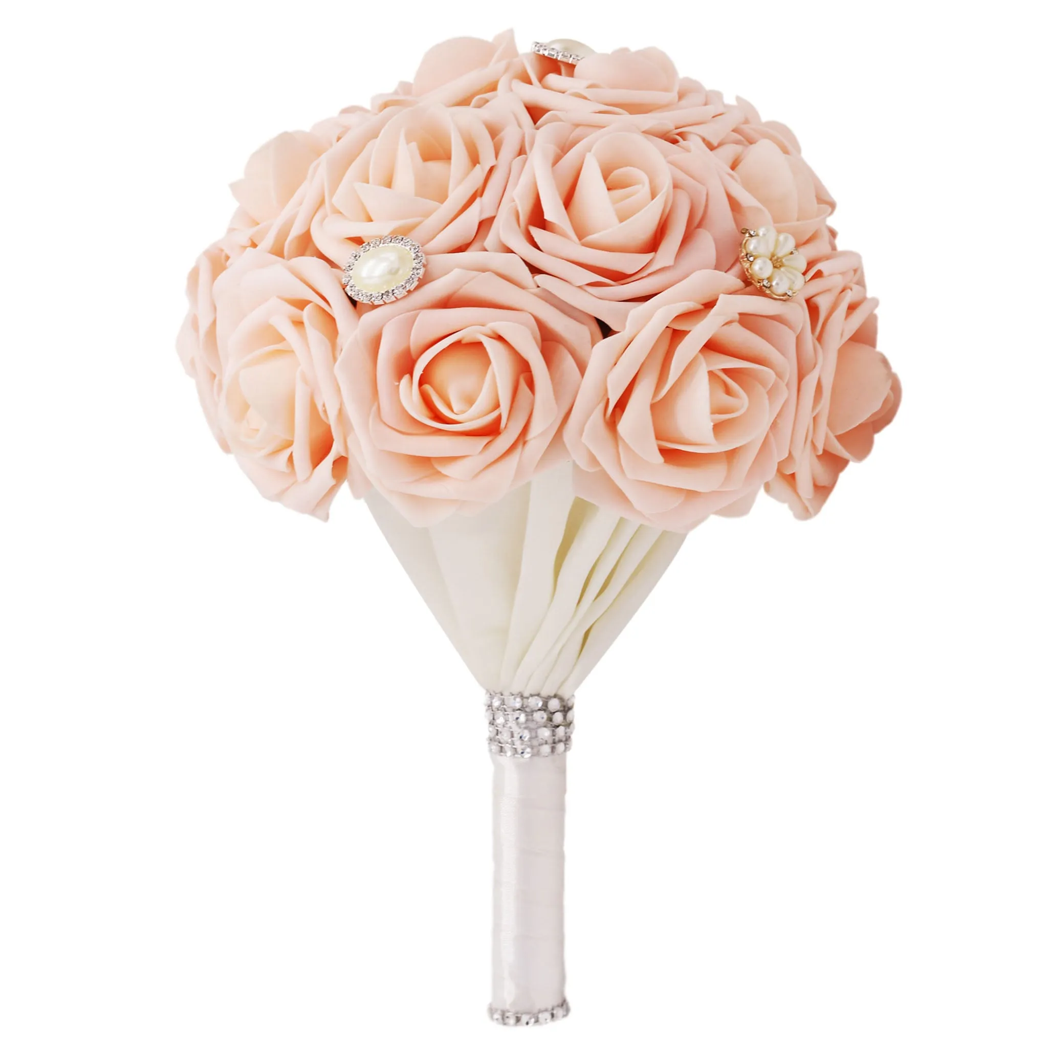 Blush Pink Wedding Bouquet of Roses for Bridal Bridesmaid Artificial