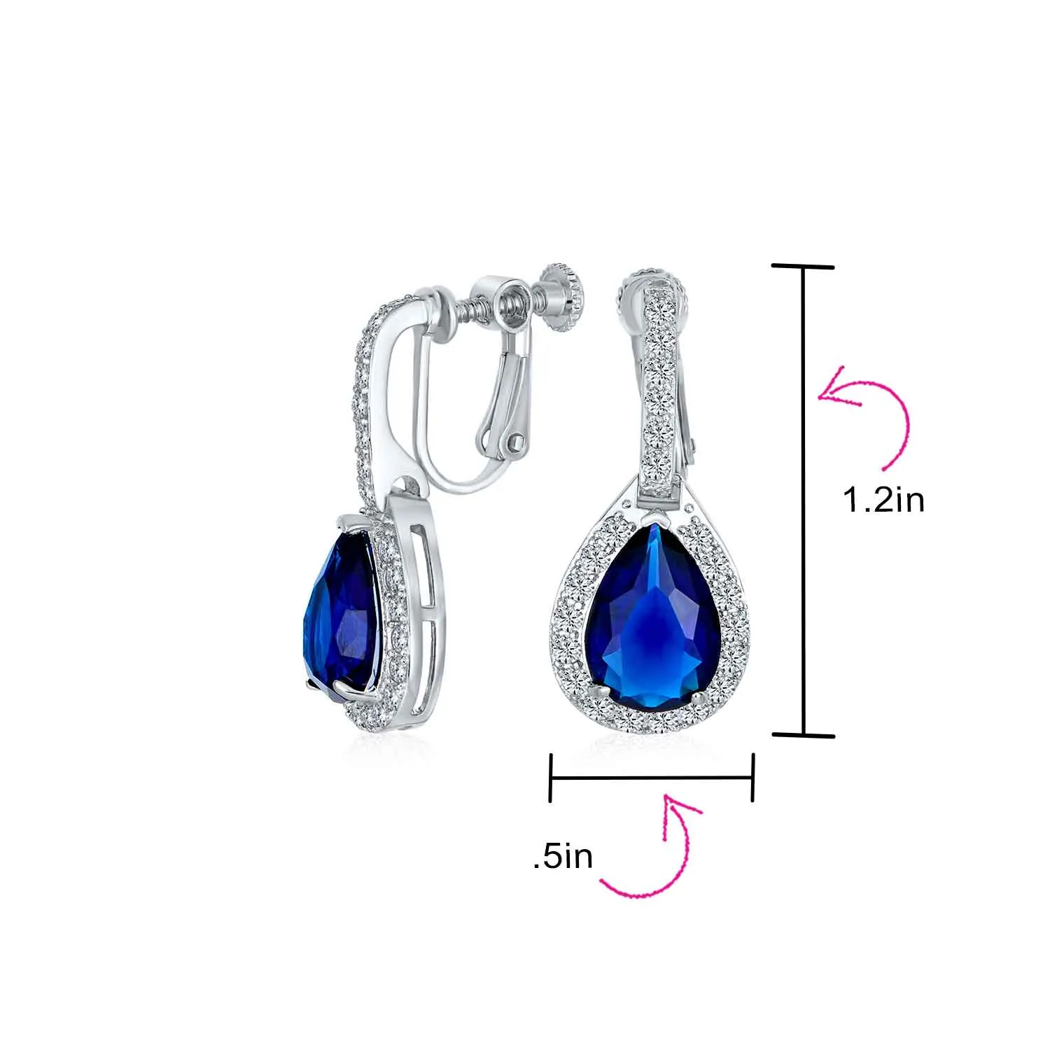 Bridal 7CT CZ Teardrop Halo AAA CZ Drop Huggie Pierced Earrings