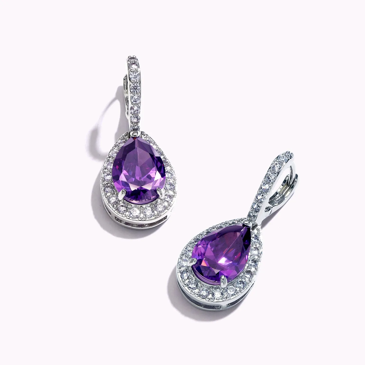 Bridal 7CT CZ Teardrop Halo AAA CZ Drop Huggie Pierced Earrings