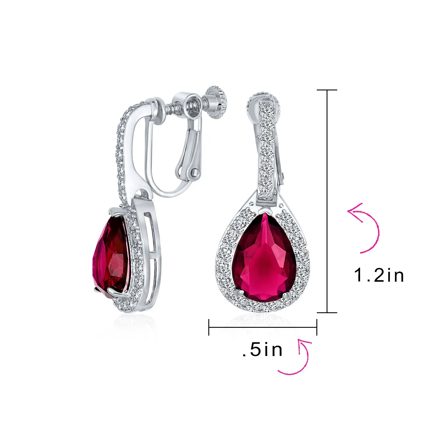 Bridal 7CT CZ Teardrop Halo AAA CZ Drop Huggie Pierced Earrings