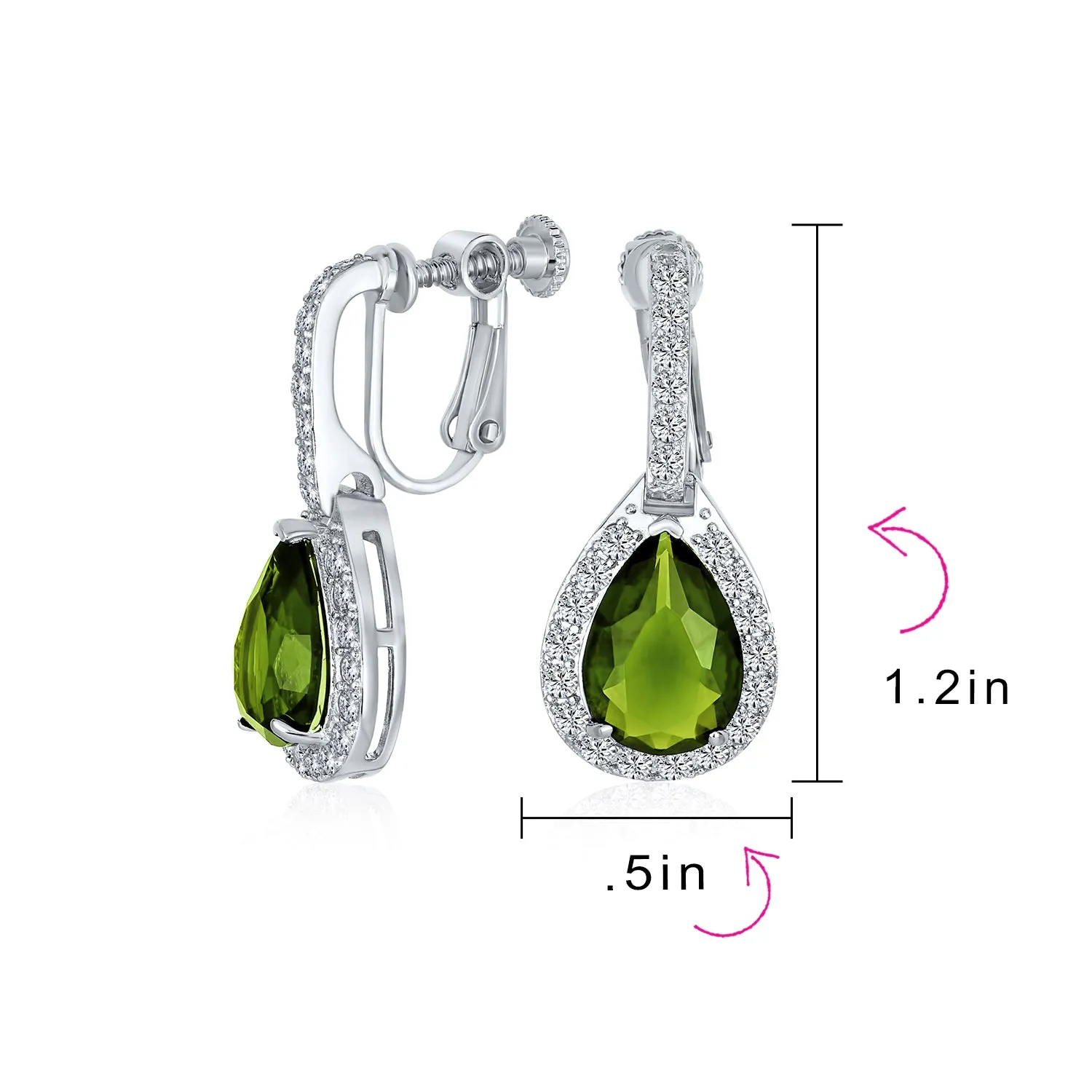 Bridal 7CT CZ Teardrop Halo AAA CZ Drop Huggie Pierced Earrings