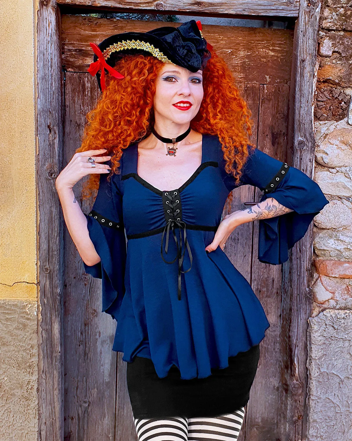 Buccaneer Pirate Costume with Ofelia Top, Midnight