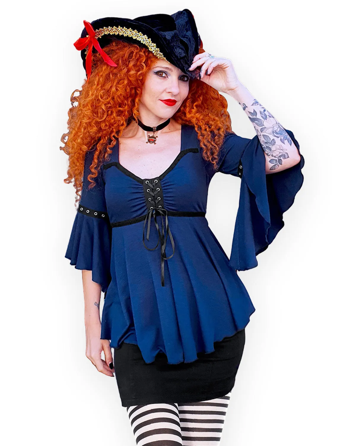 Buccaneer Pirate Costume with Ofelia Top, Midnight