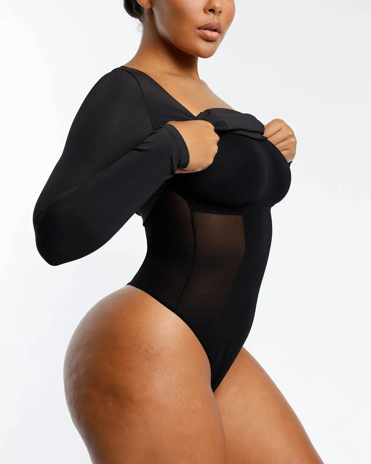 Built-In Shapewear 2-In-1 Scoop Long Sleeve Sculpt Top