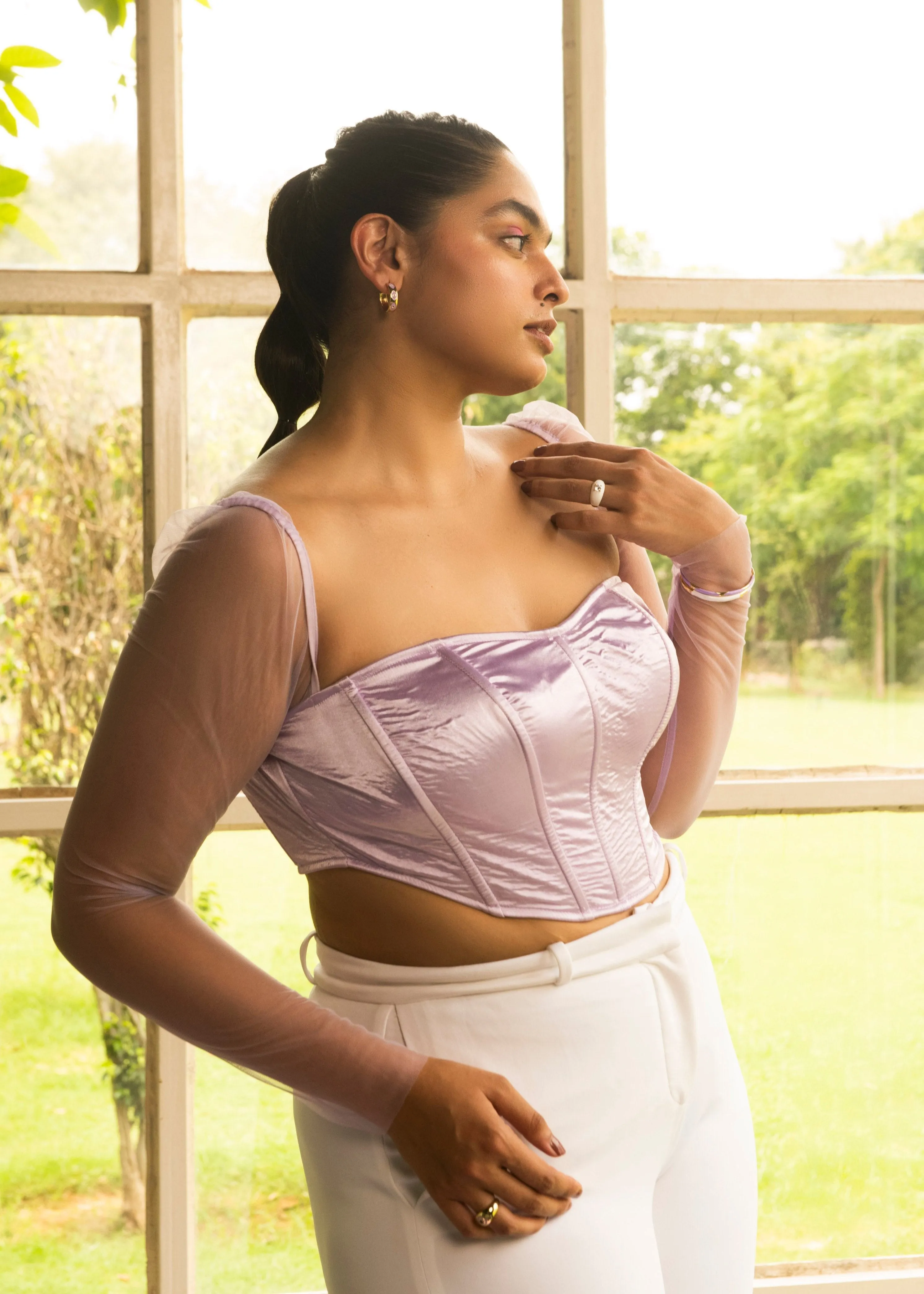 Carla Lavender Silk Corset Top