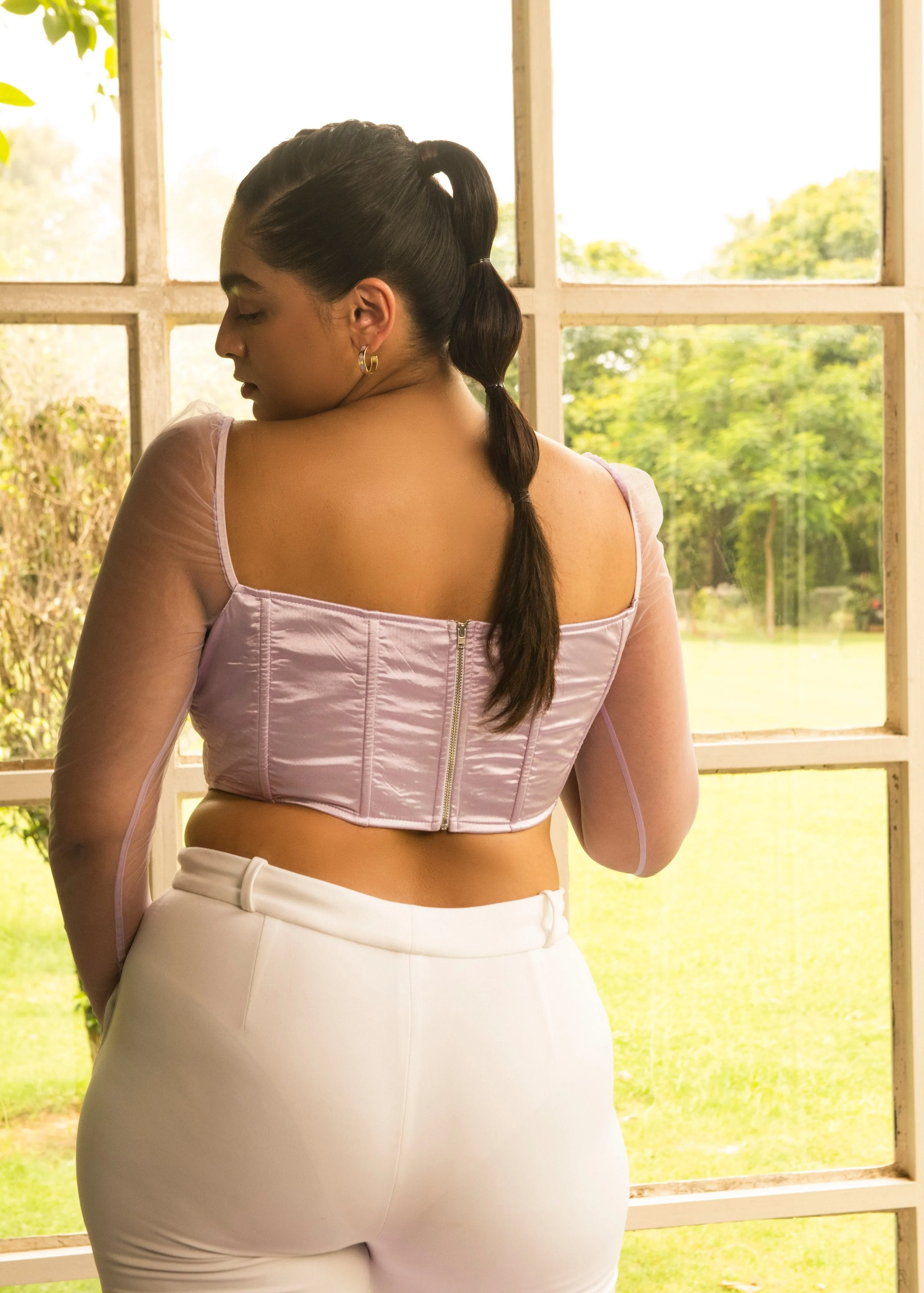 Carla Lavender Silk Corset Top