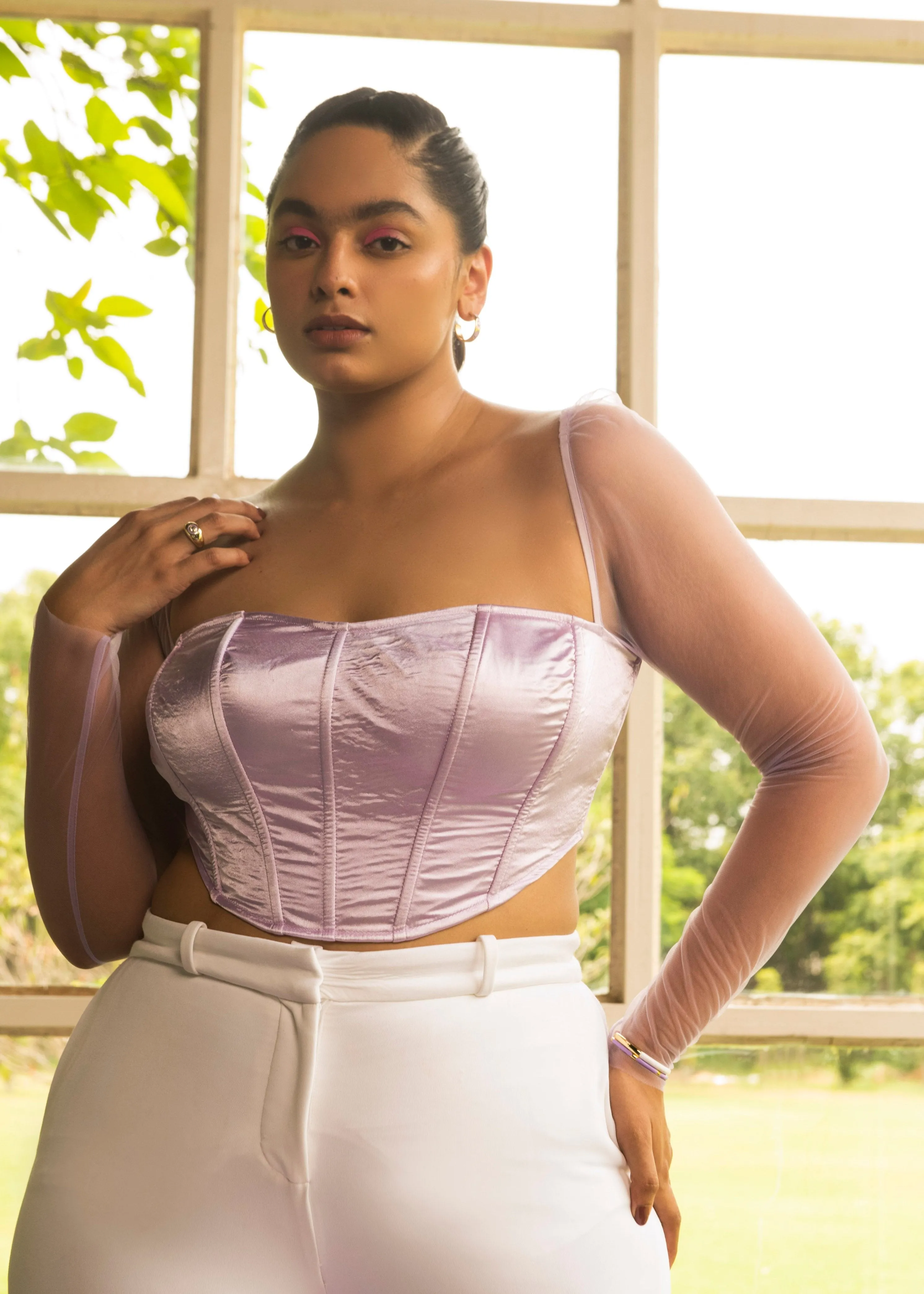 Carla Lavender Silk Corset Top