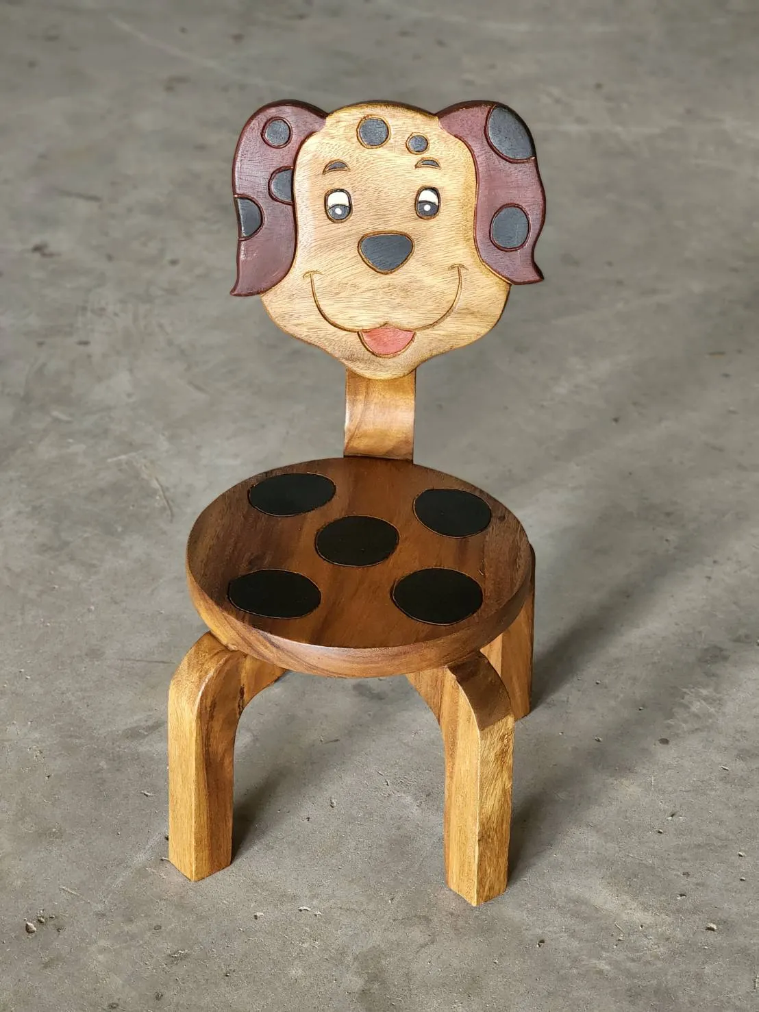 Children's Wooden Puppy Dog Chair Toddlers Sitting Chair with supporting strong backrest