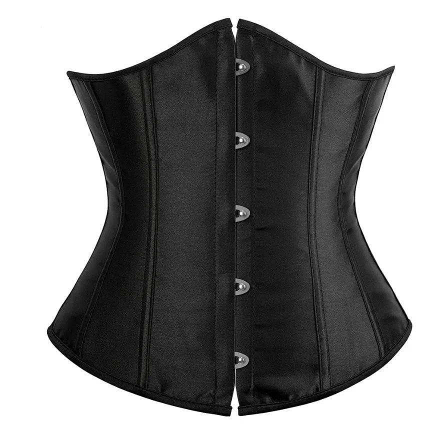 Corset Satin Boned - XL (Black)