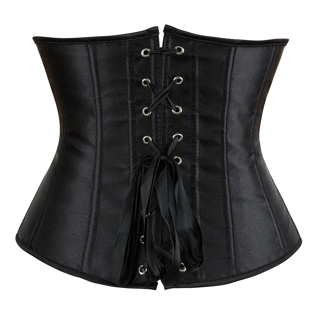 Corset Satin Boned - XL (Black)