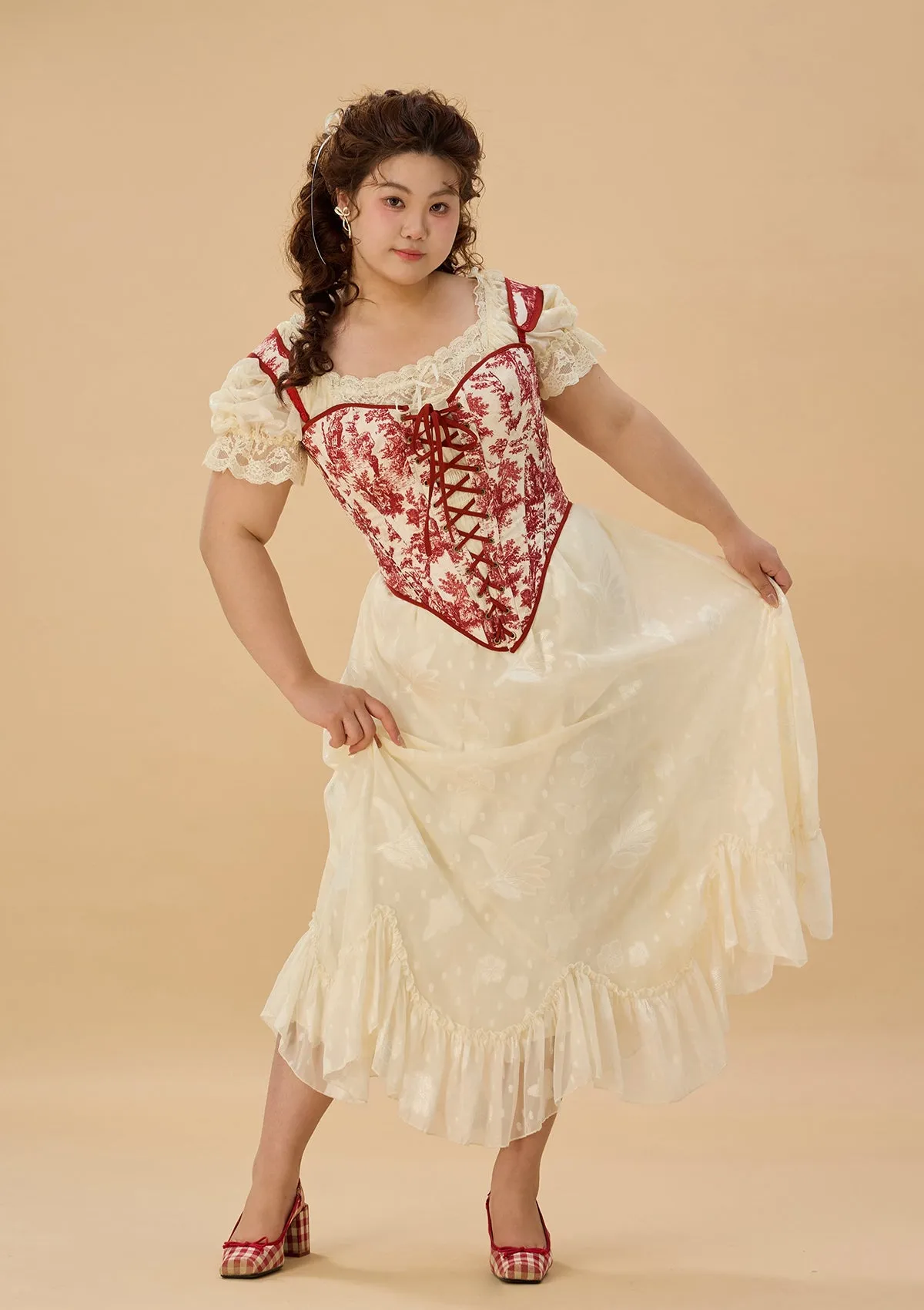 Curve & Plus Red Winery Corset