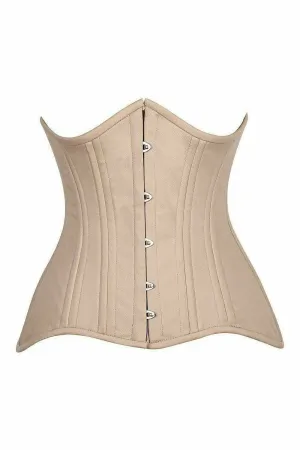 Deluxe CURVY Nude Cotton Double Steel Boned Underbust Waist Cincher Corset