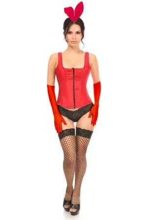 Deluxe Four Piece Classic Red Bunny Corset Costume