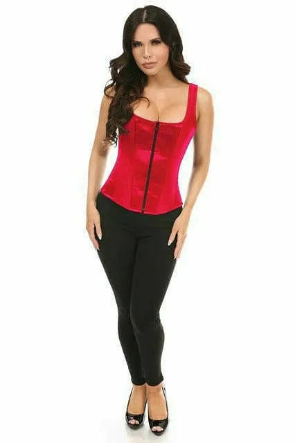 Deluxe Red Satin Steel Boned Corset with Straps