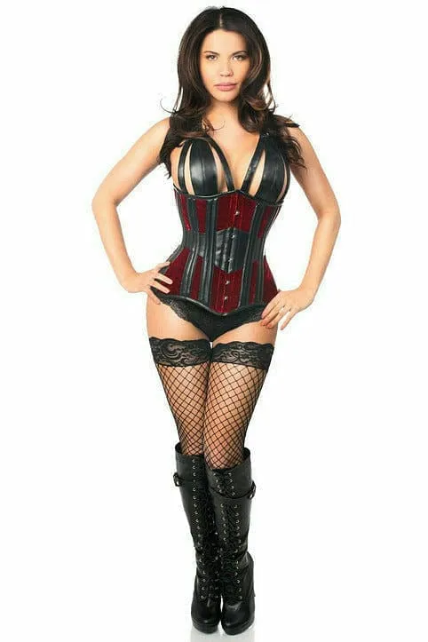 Deluxe Red Velvet Steel Boned Underbust Corset