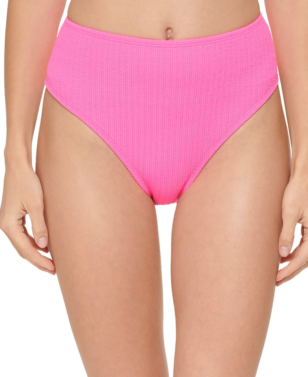 DKNY Women's Textured High Waist Bikini Bottom Swimsuit Pink