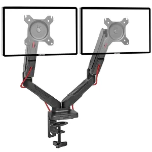 Duronic Monitor Arm Stand DMDC52 | Double Gas-Powered PC Desk Mount | BLACK | Height Adjustable | For Two 13-24 LED LCD Screens | VESA 75/100 | 6.5kg Capacity | Tilt -90°/ 85°,Swivel 180°,Rotate 360°