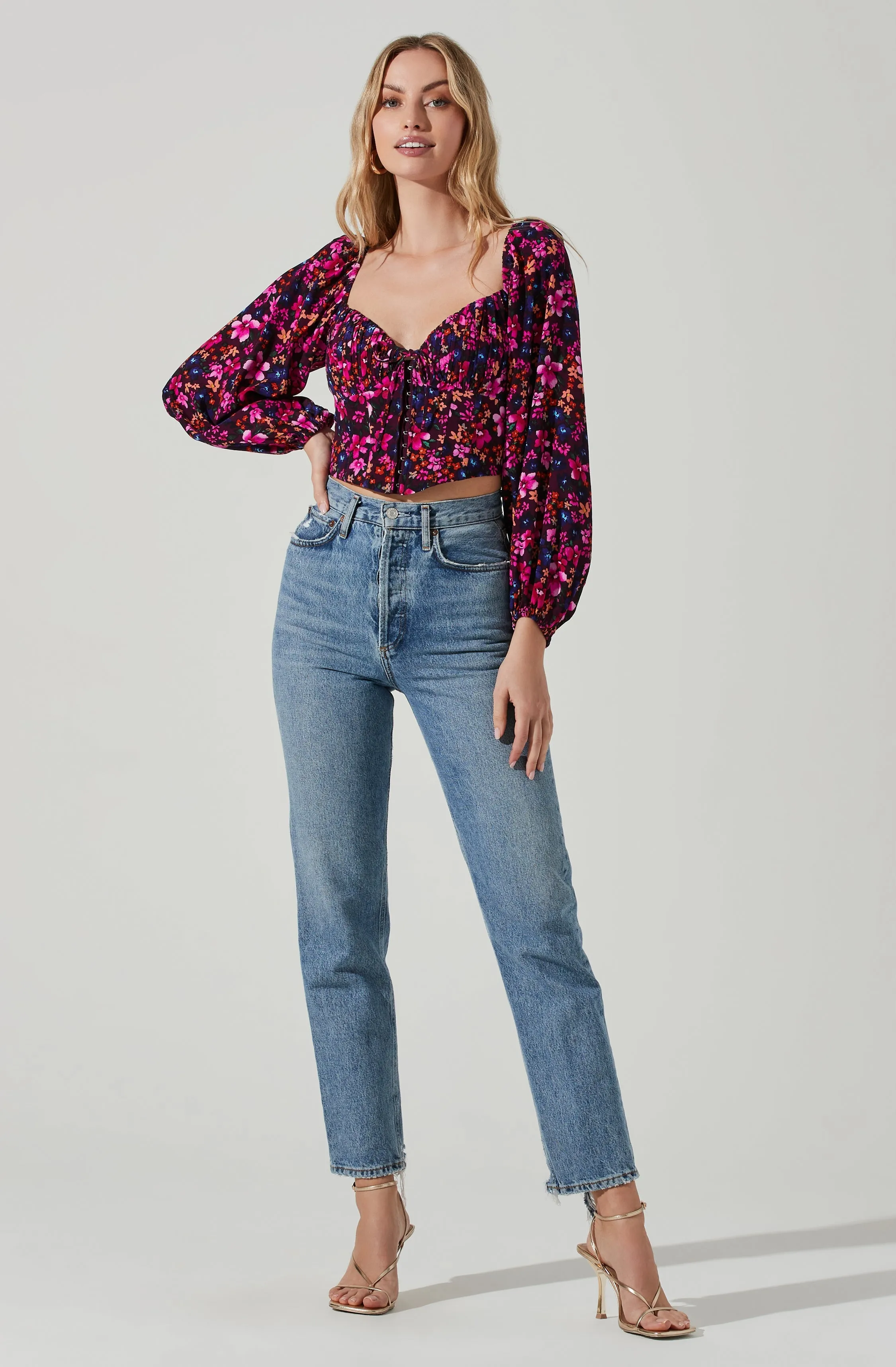 Edwina Floral Corset Long Sleeve Top