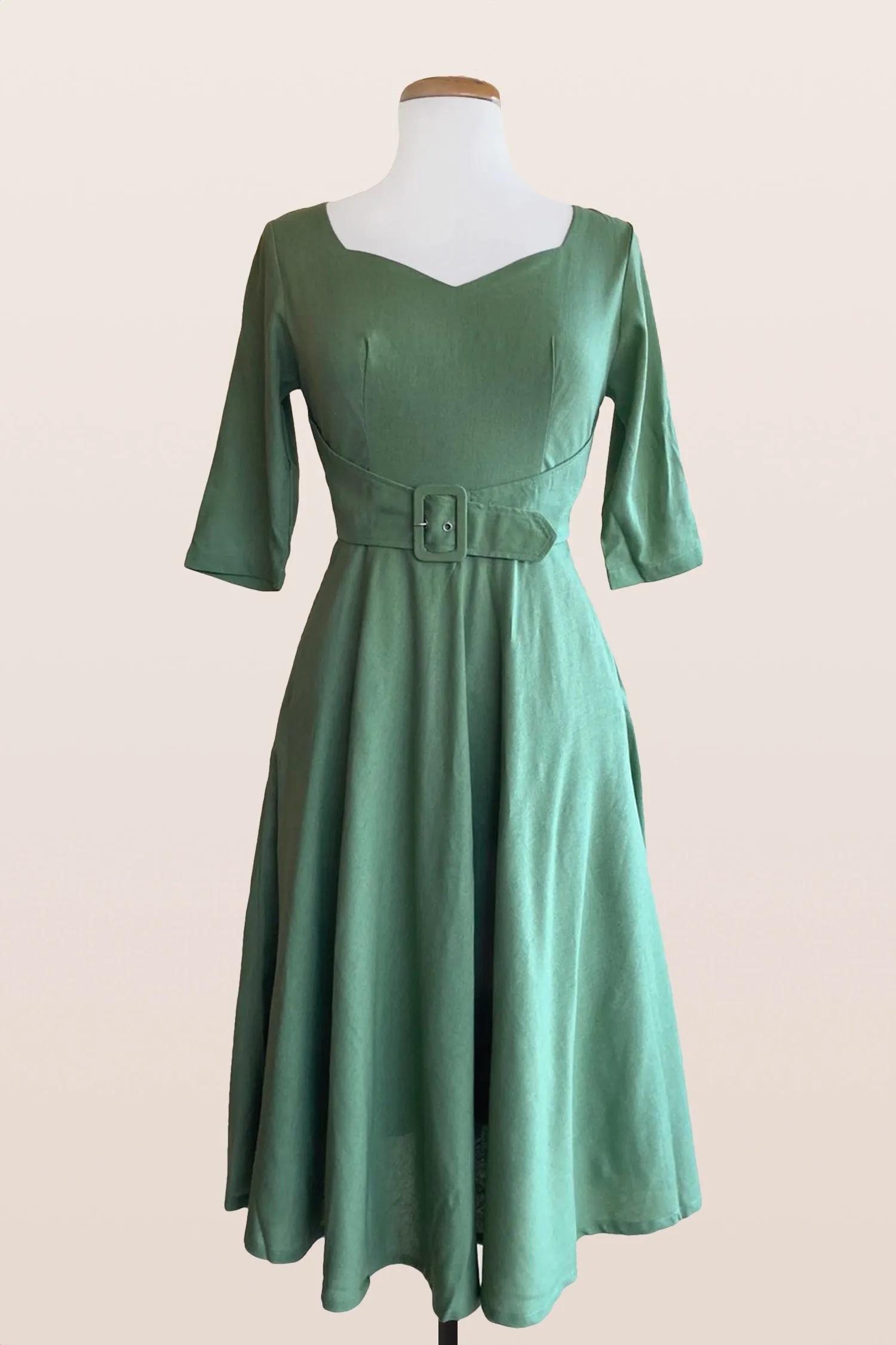 Esmee Fern Green Linen Dress