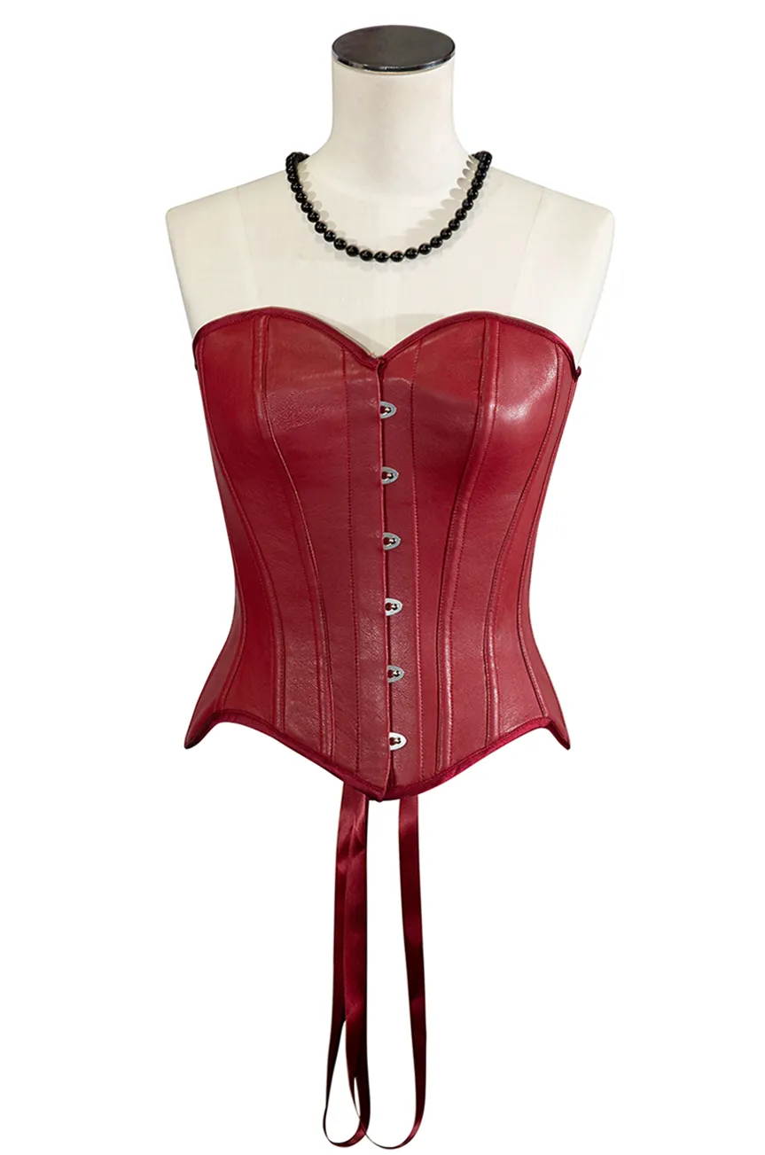 Fast Lane Vegan Leather Corset (Burgundy)