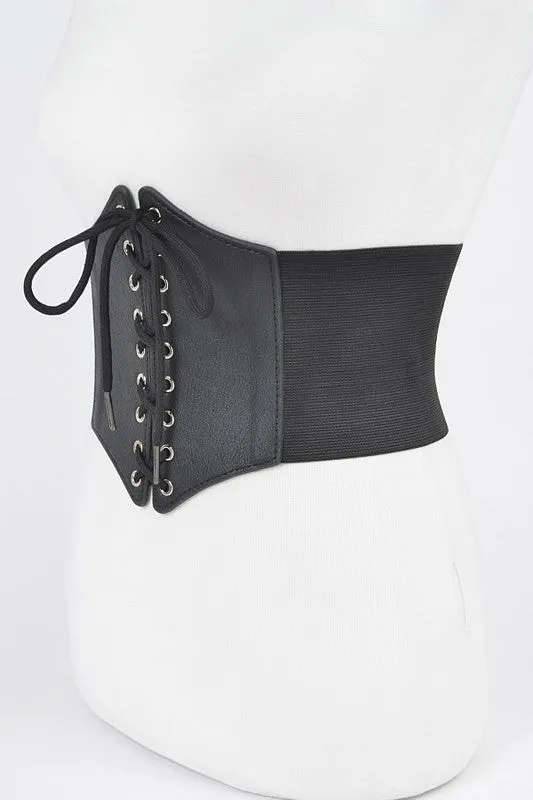 Faux Leather Corset Wide Elastic Belt