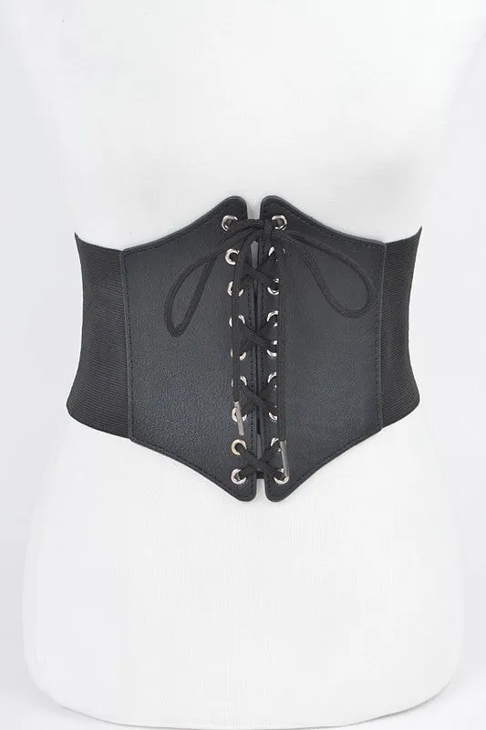 Faux Leather Corset Wide Elastic Belt