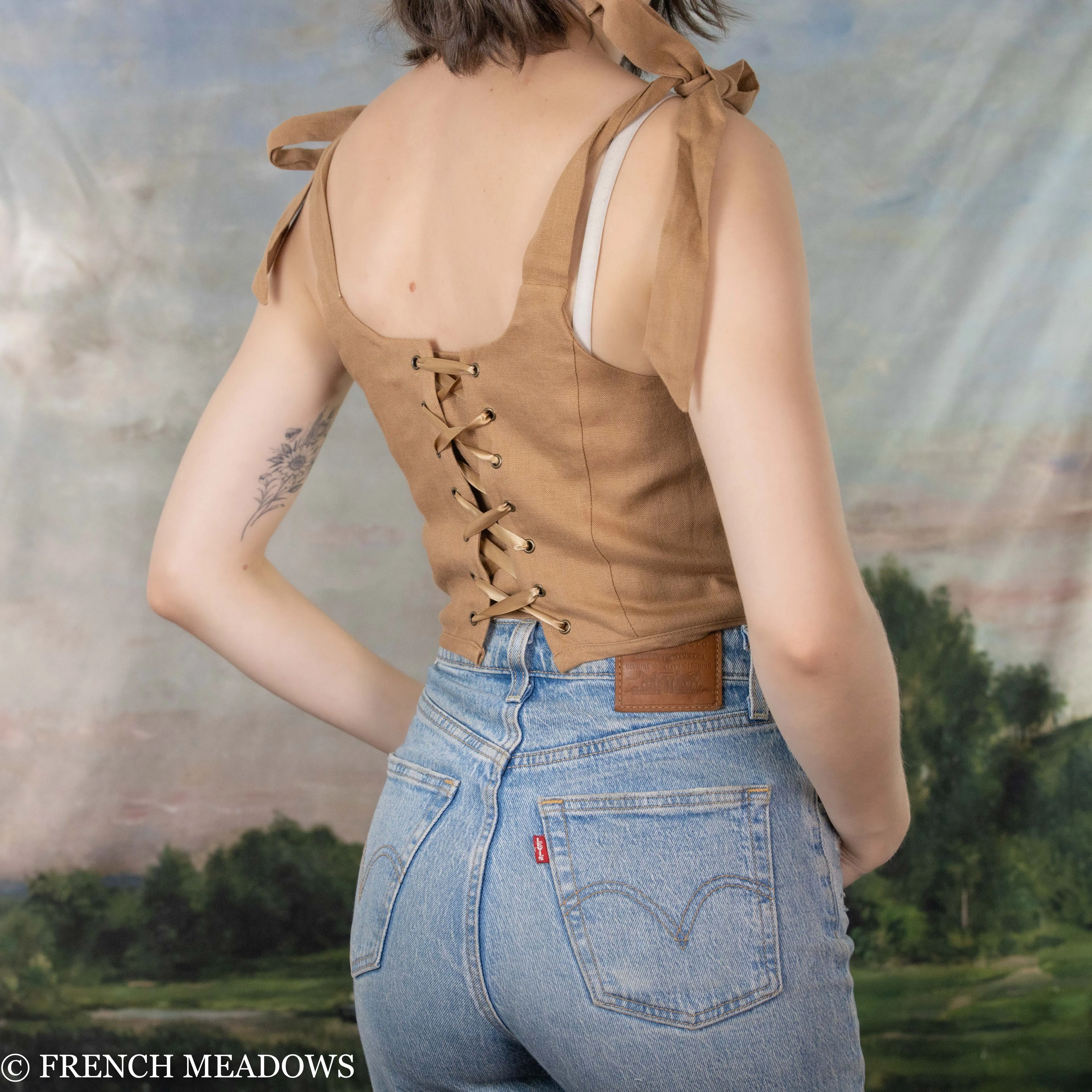 Ginger Linen Corset Tie Top