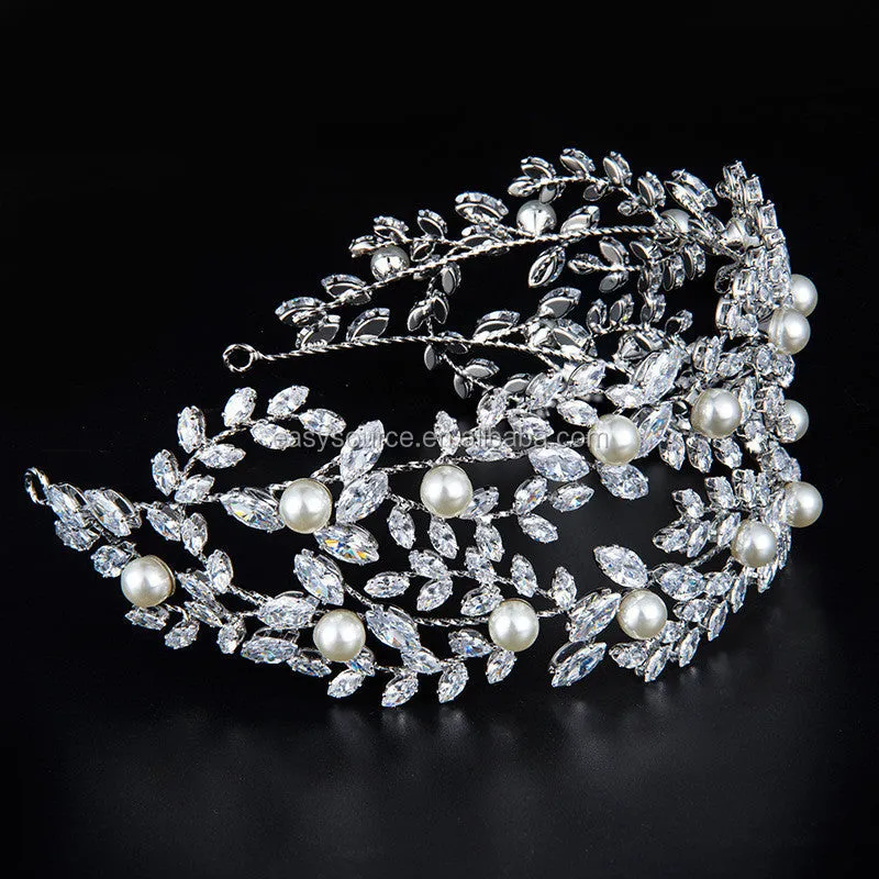 Gorgeous CZ Crystal Couture Double Wedding Headpiece