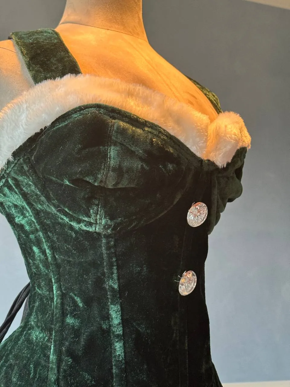 Green velvet Christmas dress corset. Corset is made personally according to your measurements.