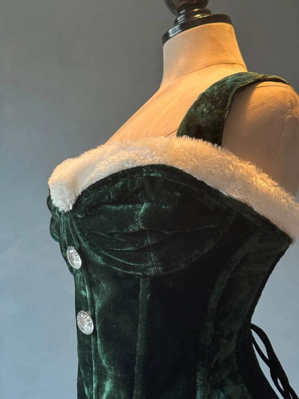 Green velvet Christmas dress corset. Corset is made personally according to your measurements.