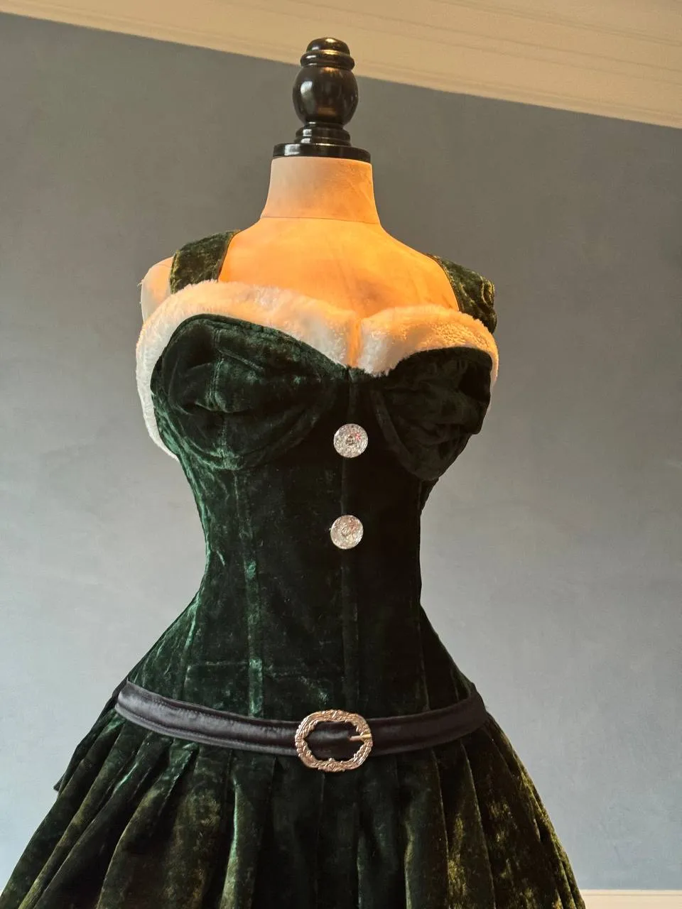 Green velvet Christmas dress corset. Corset is made personally according to your measurements.