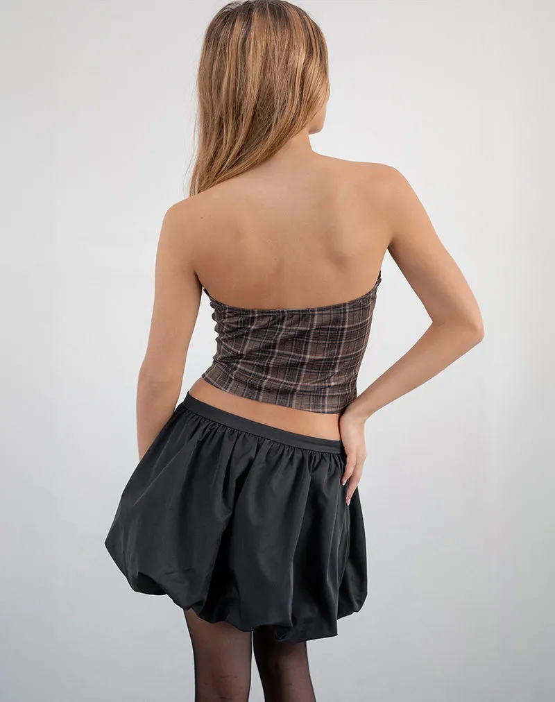 Heska Lace Front Corset Top in Brown Check