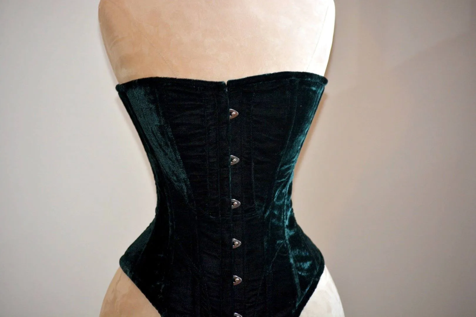 Historical velvet corset: Edwardian overbust corset. Steelbone custom made corset, renaissance, gothic, steampunk, bespoke, victorian