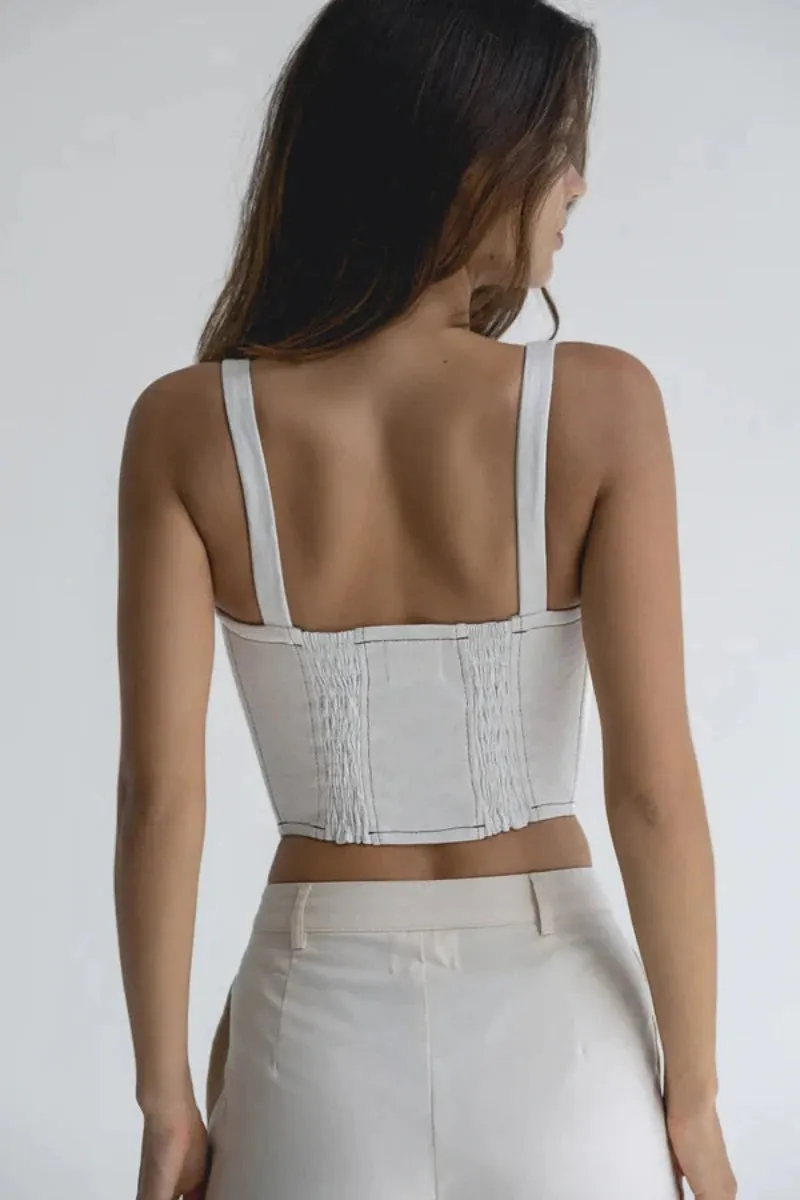 JANE B DENIM CORSET - OFF WHITE