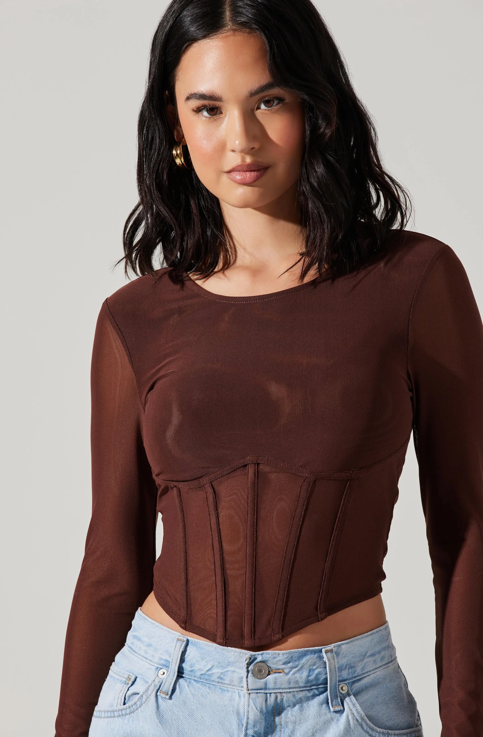 Kezia Corset Long Sleeve Top