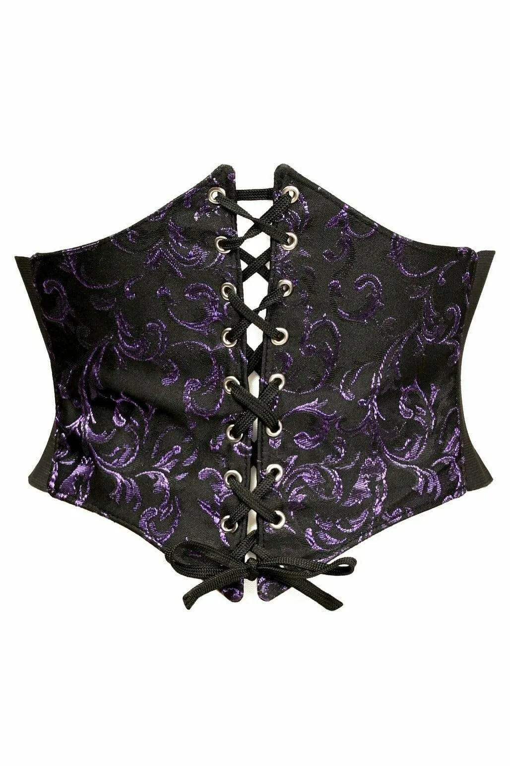 Lavish Black/Purple Brocade Corset Belt Cincher