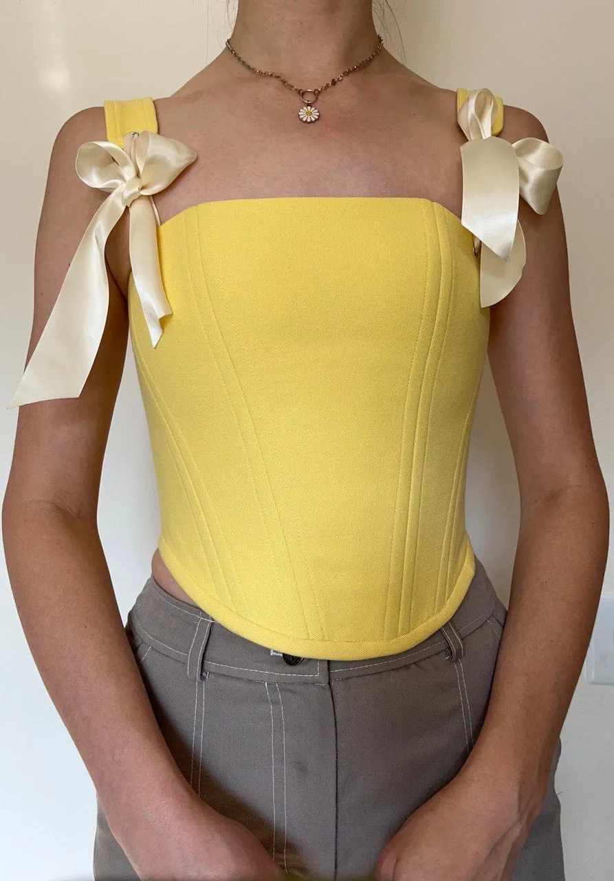 Lemon coloured Corset with shoulder straps, size 4/S/44