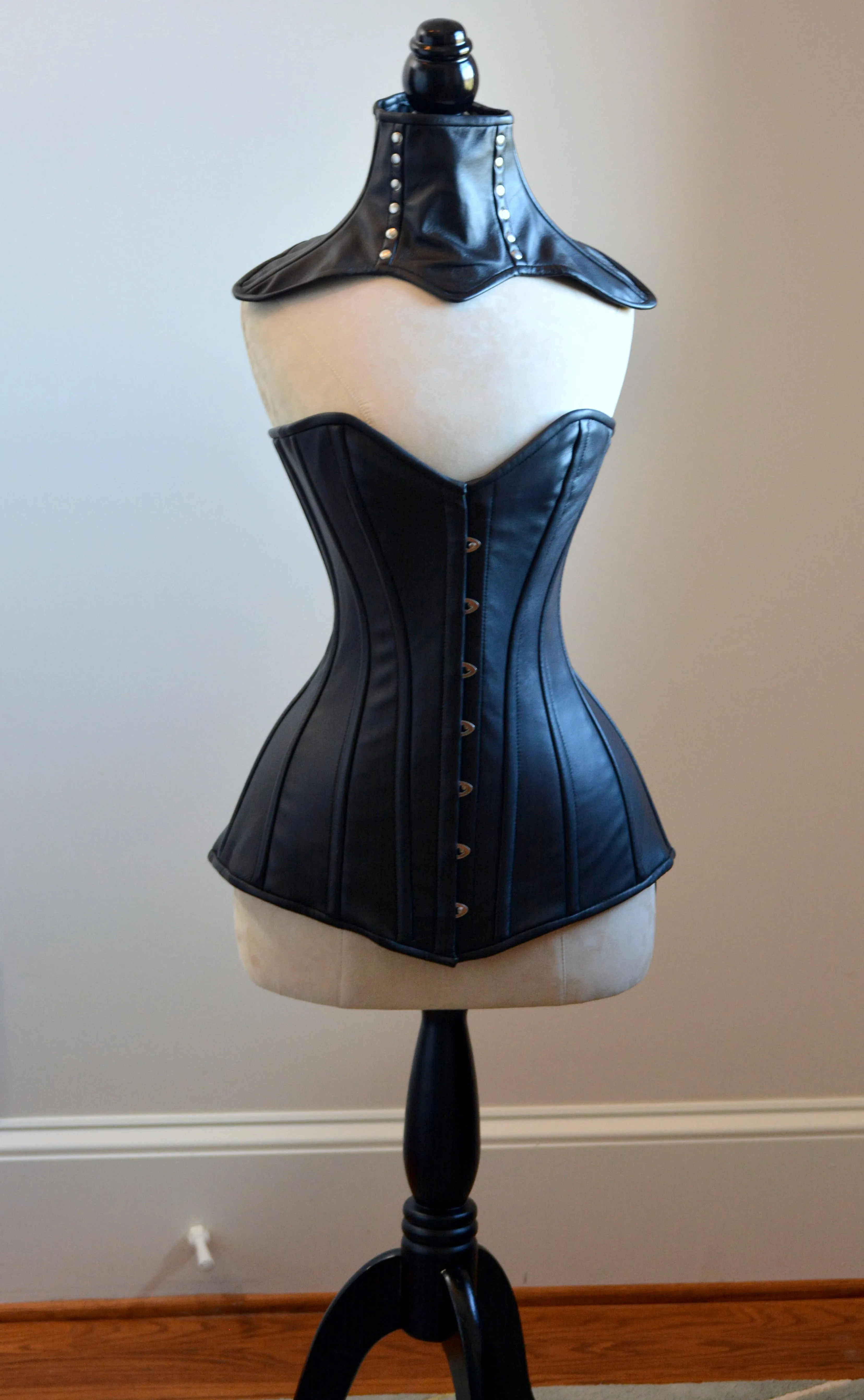 Long steel-boned corset, black, brown, white, red real leather. Gothic, steampunk, bdsm, authentic waist training corset for tall