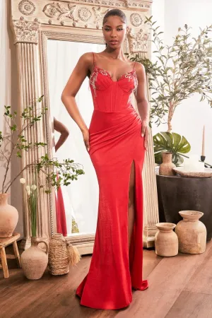 Maxwell Prom Dress Iridescent Fitted Gown 74021TTR-Red  Cinderella Divine OC021 Ladivine OC021